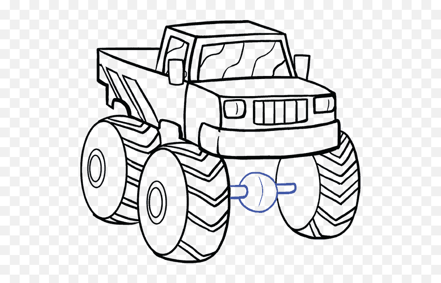 Monster Truck In A Few Easy Steps - Clipart Cartoon Monster Truck Black And White Emoji,Monster Truck Emoji