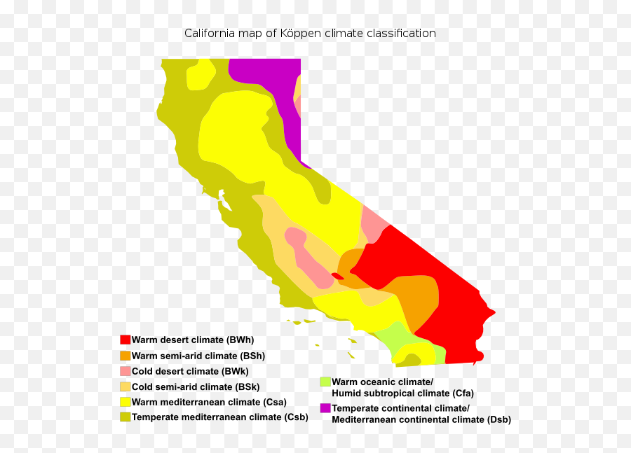 Map Of Köppen Climate Classification - Koppen Climate Types Of California Emoji,California State Emoji