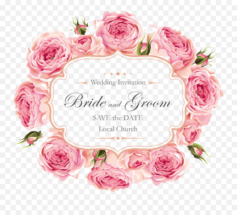 Download Rose Wedding Creative Roses Design Invitation - Wedding Card Png Background Emoji,Roses Emoticon