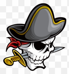 Printed Vinyl Pirate Skull With Knife - Costume Hat Emoji,Skull Gun Knife Emoji