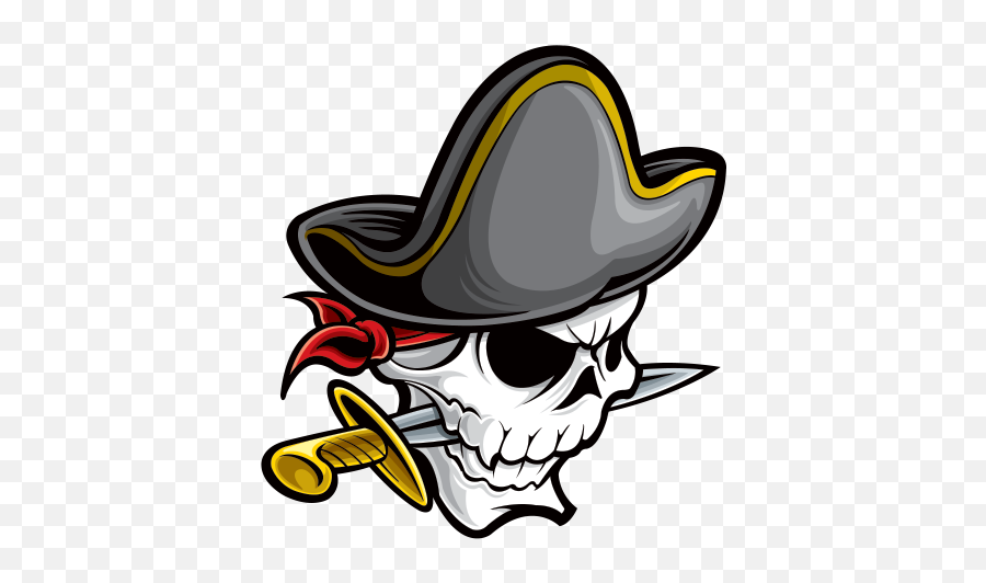 Printed Vinyl Pirate Skull With Knife - Costume Hat Emoji,Skull Gun Knife Emoji