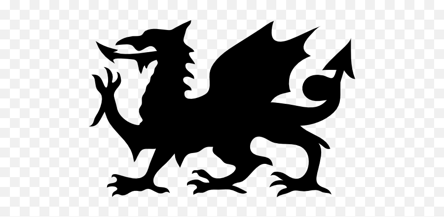 Cool Dragon With Pointy Tongue And Tail - Welsh Dragon Black Png Emoji,Dragon Head Emoji