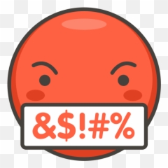 Download Hd Face With Symbols On Mouth Emoji - Clip Art