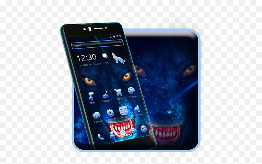 Blue Horror Wild Wolf 2d Theme - Iphone Emoji,Wolf Emoji Iphone