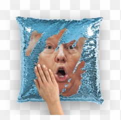 Shocked Trump Sequin Cushion Cover - Pillow With Face Emoji