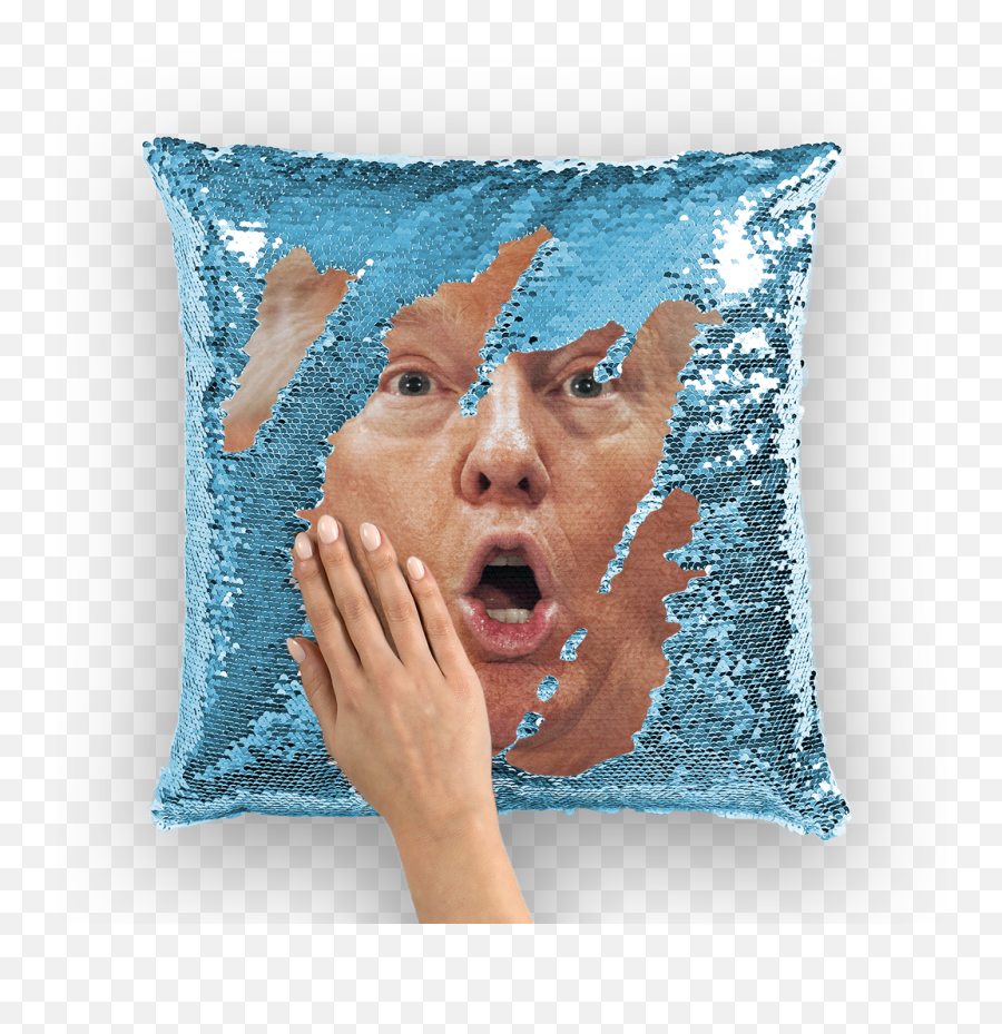 Shocked Trump Sequin Cushion Cover - Sequin Pillow With Face Emoji,Shocked Emoji Pillow