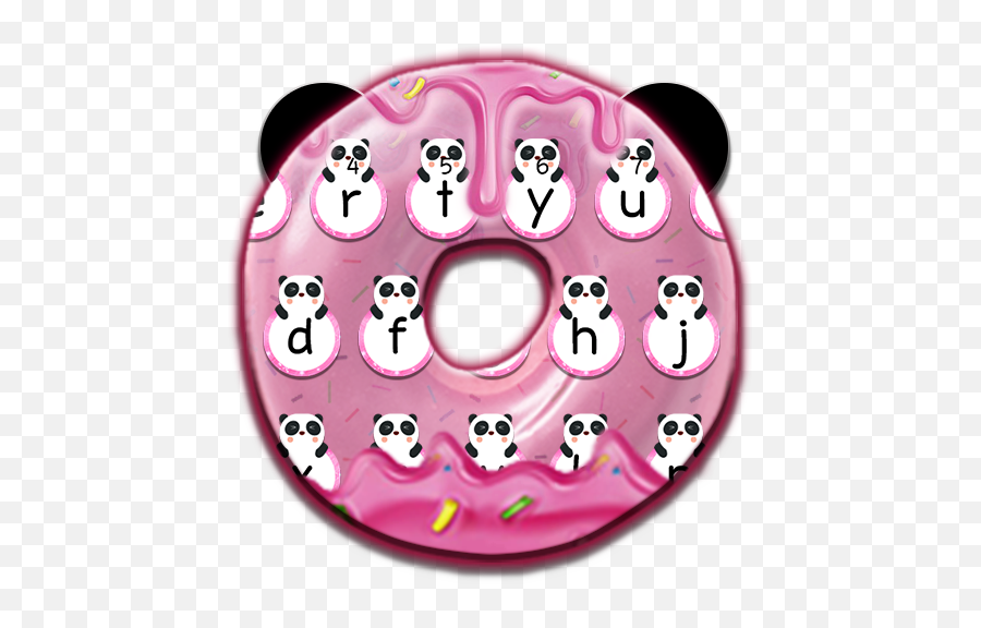 Cute Pink Panda Dougnut Keyboard Theme - Cartoon Emoji,Panda Emoji Keyboard