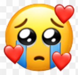 Emoji Crying Begging Hearts Puppy - Blushing With