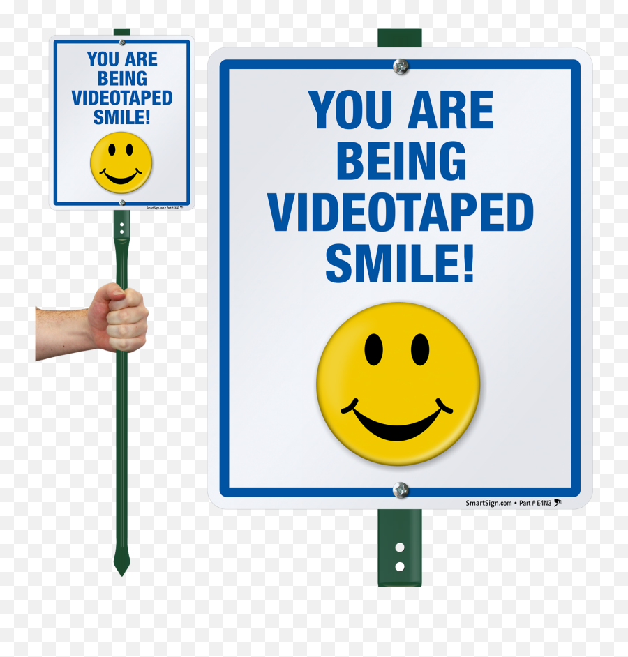 Smile You Are Being Videotaped Sign U0026 Stake Kit For Yard - Smiley Emoji,K Emoticon