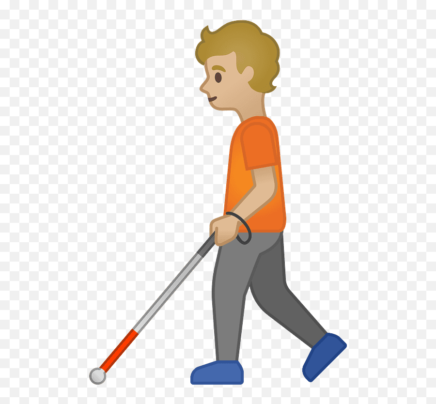 Person With White Cane Emoji Clipart - Android,Hockey Emoji Android