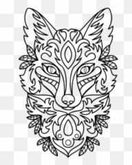 Mandala Zentangle Fox Head Black And Emoji