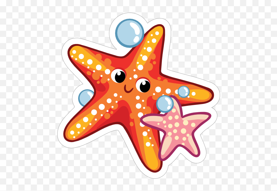 Orange And Pink Starfish Sticker - Starfish Sticker Png Emoji,Starfish Emoji