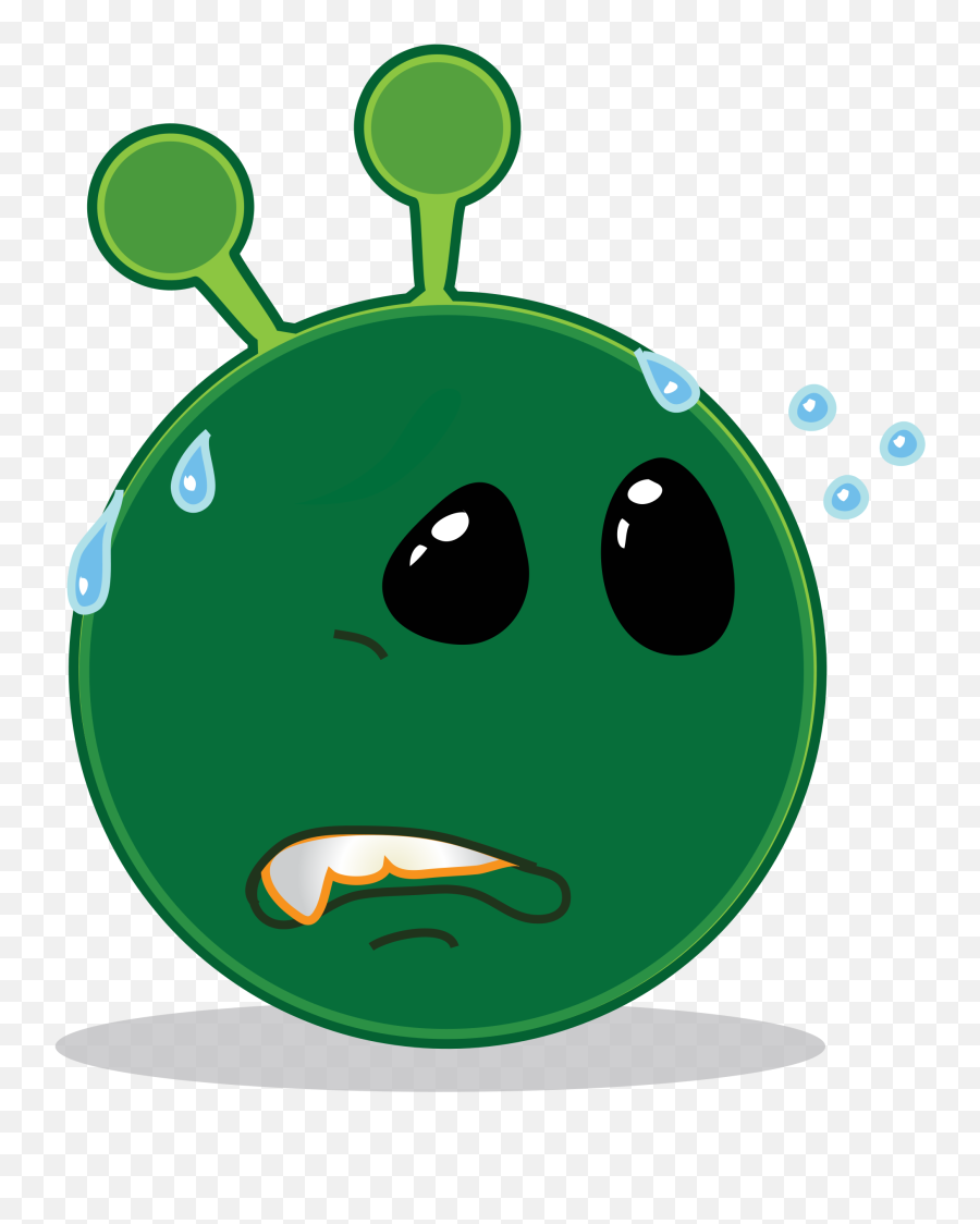 Smiley Green Alien Worried - Worried Alien Emoji,Worried Emoticon