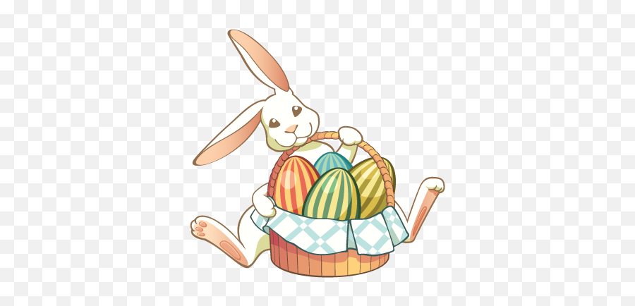 Easter Bunny Egg Basket Wall Sticker - Easter Bunny And Basket Clip Art Emoji,Easter Bunny Emoji