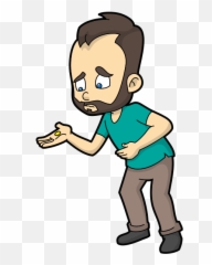 Cartoon Guy Looking At His Lone - Hand Emoji