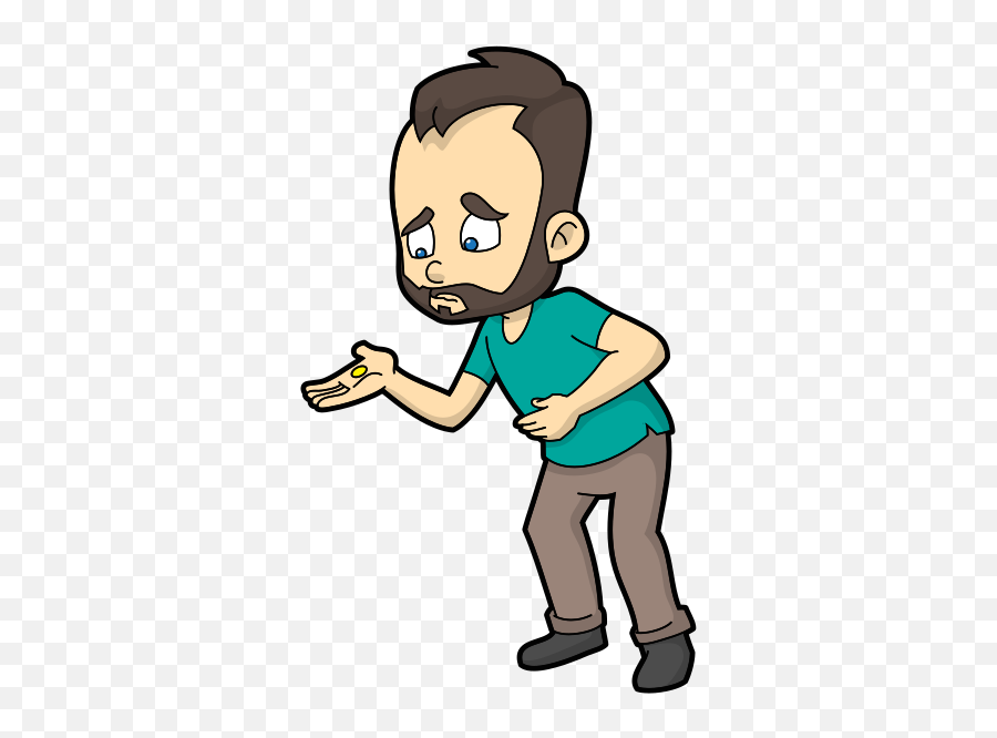 Cartoon Guy Looking At His Lone - Cartoon Looking At Hand Emoji,Dark Skin Emoji