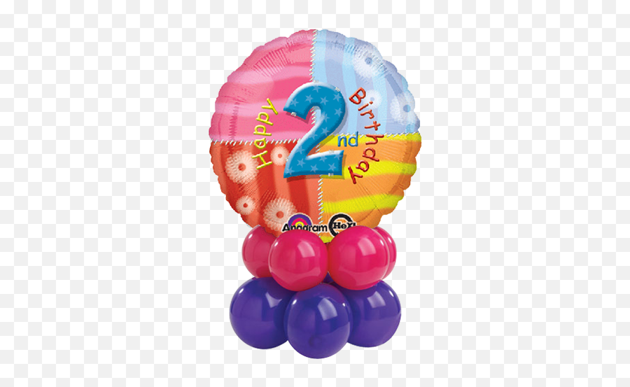 Download Rainbow Slice 2nd Bday Balloon - Birthday Heart 2nd Birthday Background Hd Emoji,Heart Emoji Balloons