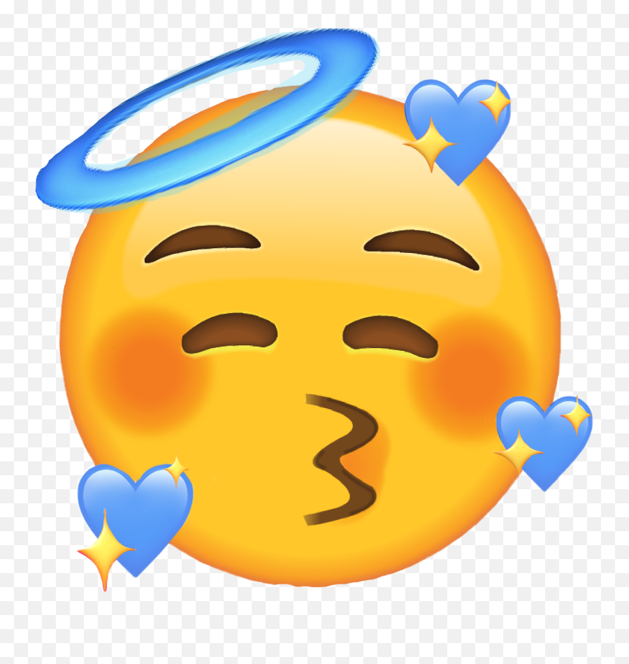 Angel Emoji Blue Hearts Star Sticker,Blue Star Emoji