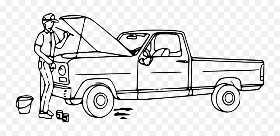 Oil Mechanic Vehicle Maintenance - Mechanic Clipart Black And White Emoji,Pickup Truck Emoji