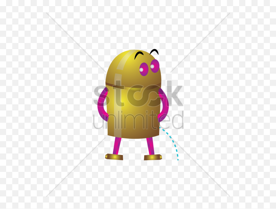 Robot Peeing Vector Image - Cartoon Emoji,Peeing Emoticon