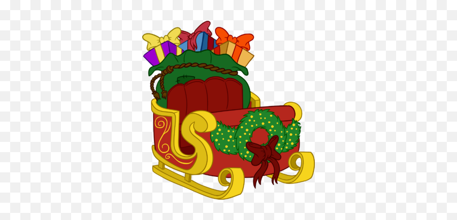 Santas Sleigh - Cartoon Santa Sleigh Front View Emoji,Santa Sleigh Emoji