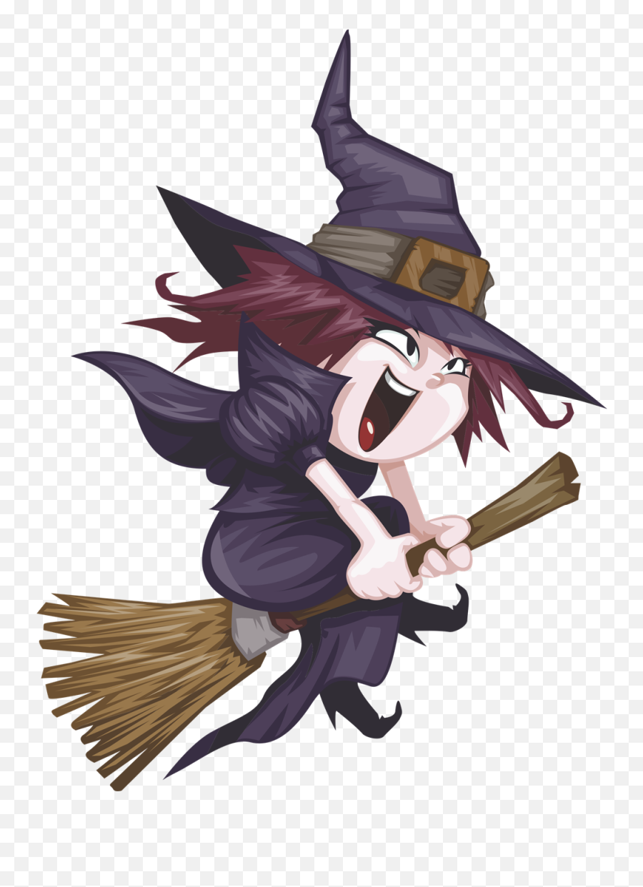 Funny Witch Clipart - Witch Riding A Broom Clipart Emoji,Broom Emoji Android