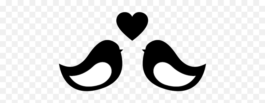 Love Birds Silhouette - Love Heart Clipart Black And White Emoji,Cupid Heart Emoji