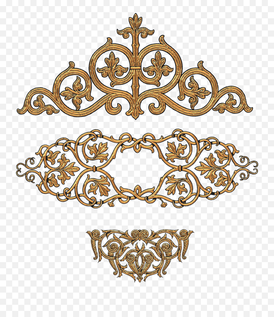 Decorative Decoration Design Gold Metal - Gold Baroque Ornament Png Emoji,Crown Diamond Emoji
