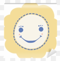 Hand drawn blue vector spring flower with cute smiling face Kawaii sunflower daisy floral illustration motif element For summer garden - Circle Of Rectangles Emoji