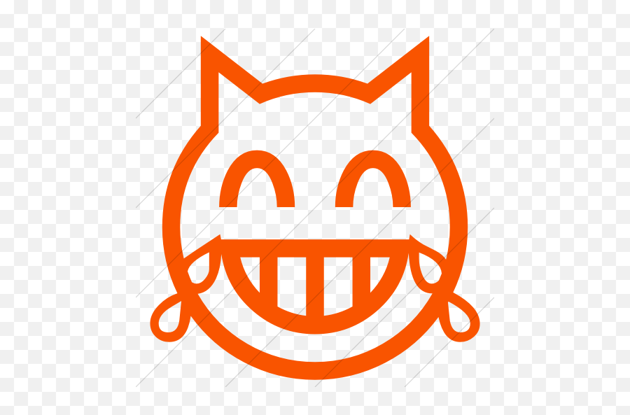Iconsetc Simple Orange Classic Emoticons Cat Face With - Cat Face Classic Emoticon Emoji,Tears Of Joy Emoticon