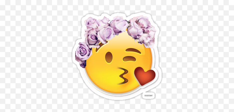 Download Kiss Emoji Png Kiss Emoji Flower Crown - Heart Kissy Face Emoji,Flower Crown Emoji