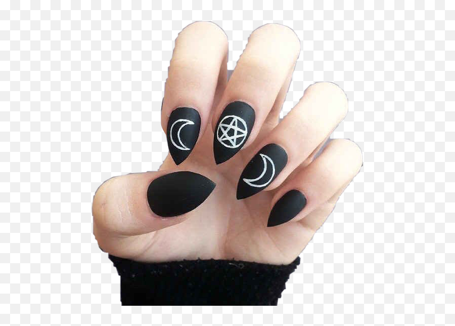 Nails Hand Acrylics Acrylic Sticker By Tannaleah - Pentagram Nail Emoji,Black Nails Emoji