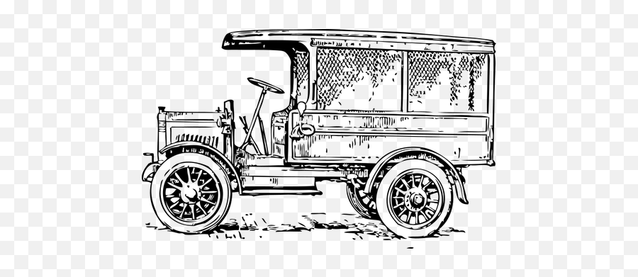 Old Medium Truck Vector Drawing - Old Truck Png Art Emoji,Pickup Truck Emoji