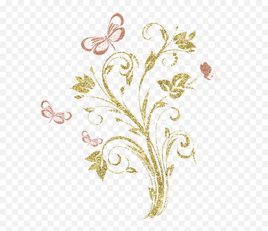 Gold Silvery Flower - Floral Border Golden Floral Png Emoji,Rose Gold Emoji