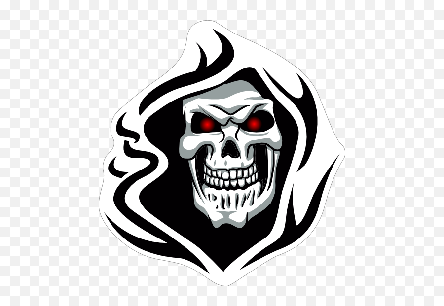 Glowing Eyes Skull In Hood Sticker - Tribal Grim Reaper Tattoo Emoji,Glowing Eyes Emoji