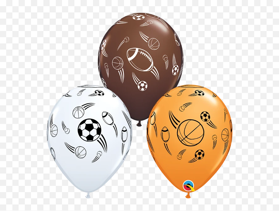 Sports Balls White Brown Orange Balloons - Balloon Emoji,Emoji Balloon Arch