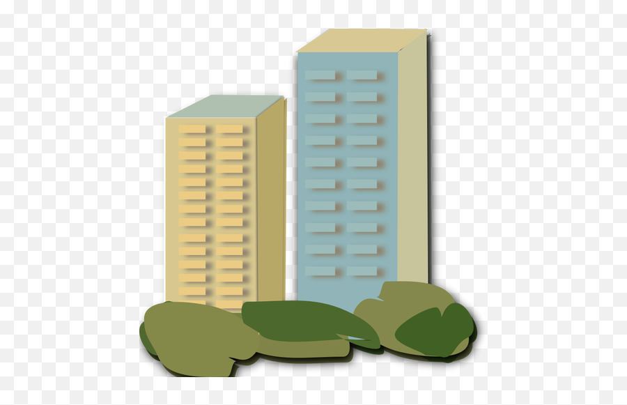 Vector Drawing Of Two Apartment Blocks - Apartment Clipart Emoji,Floating Hearts Emoji