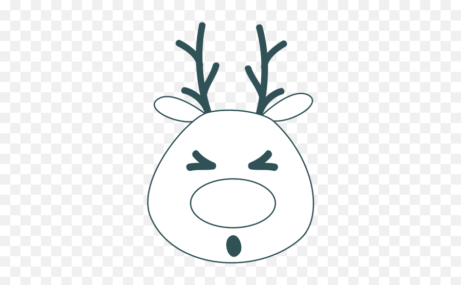 Squint Eye Reindeer Green Stroke - Emoji Smiley Guiño Contorno Cara Lengua Afuera,Squint Emoticon