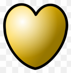 Gold Heart With Thick Line Border - Cartoon Of Emoji