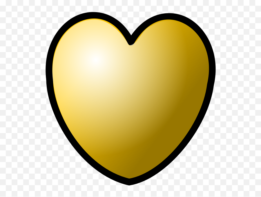 Gold Heart With Thick Line Border - Cartoon Of Gold Heart Emoji,Three Leaf Clover Emoji