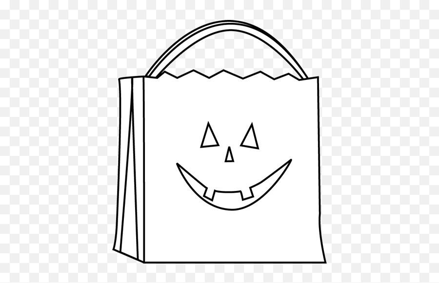 Trick Or Treat Bag Clipart Black And White - Cute Candy Halloween Black And White Emoji,Emoji Trunk Or Treat