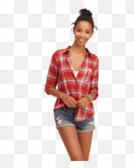 Shirts - AIYANNA Hollister Girls Plaid Flannel Red Emoji
