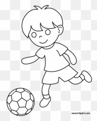 Boy Playing Soccer Coloring Page - Cartoon Emoji