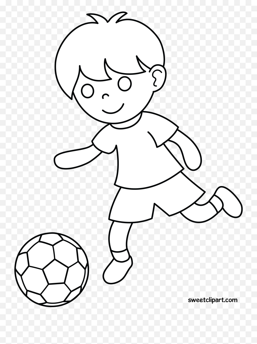 Boy Playing Soccer Coloring Page - Cartoon Emoji,Soccer Emoticons