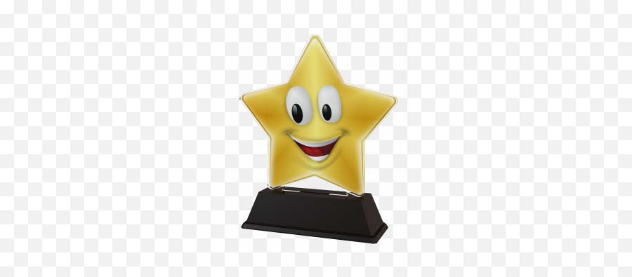 Mini Star Happy Face Trophy - Cartoon Emoji,Trophy Emoticon