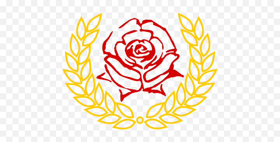 Red Rose In Laurel Wreath Vector Clip - Bread And Roses Symbol Emoji,Rose Gold Emoji