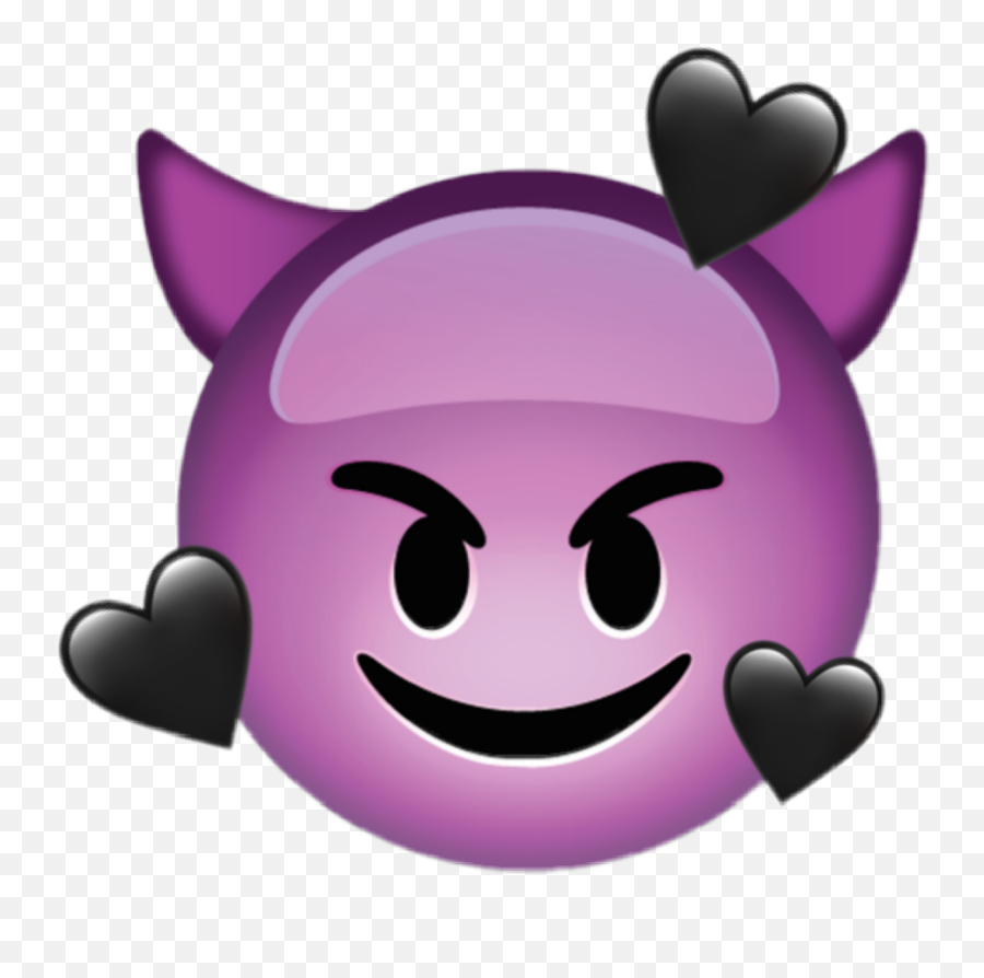 Heart Black Devil Emoji Sticker - Emoji Png,Devil Emoji Png