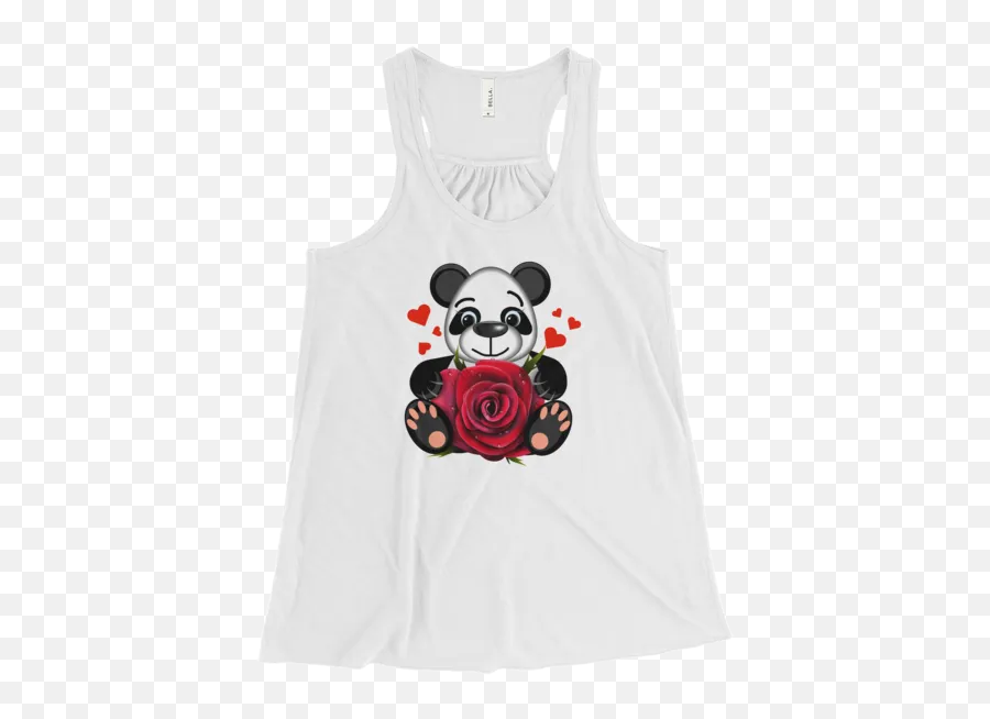 Womenu0027s Love Panda With Realistic Red Rose Flowy Racerback Tank Top - Sleeveless Emoji,Emoji Tank Tops