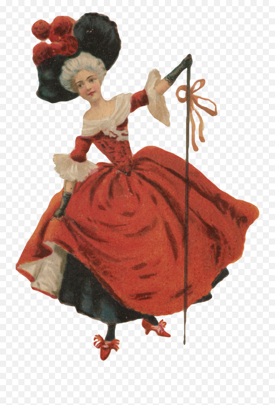 Lady Courtlady Royal Red Retro Vintage - Figurine Emoji,Red Dancing Lady Emoji