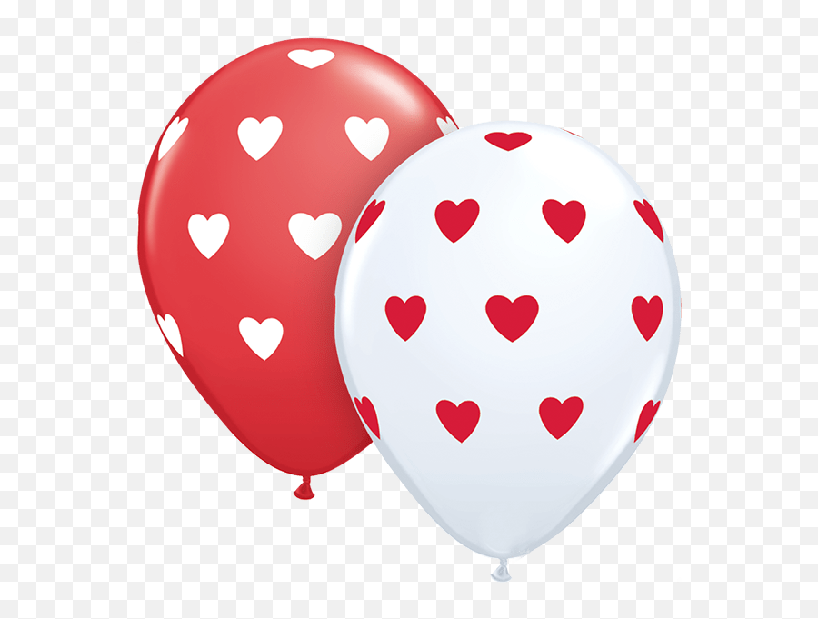11 Big Hearts Assorted Balloons - Latex Valentine Balloons Emoji,Heart Emoji Balloons